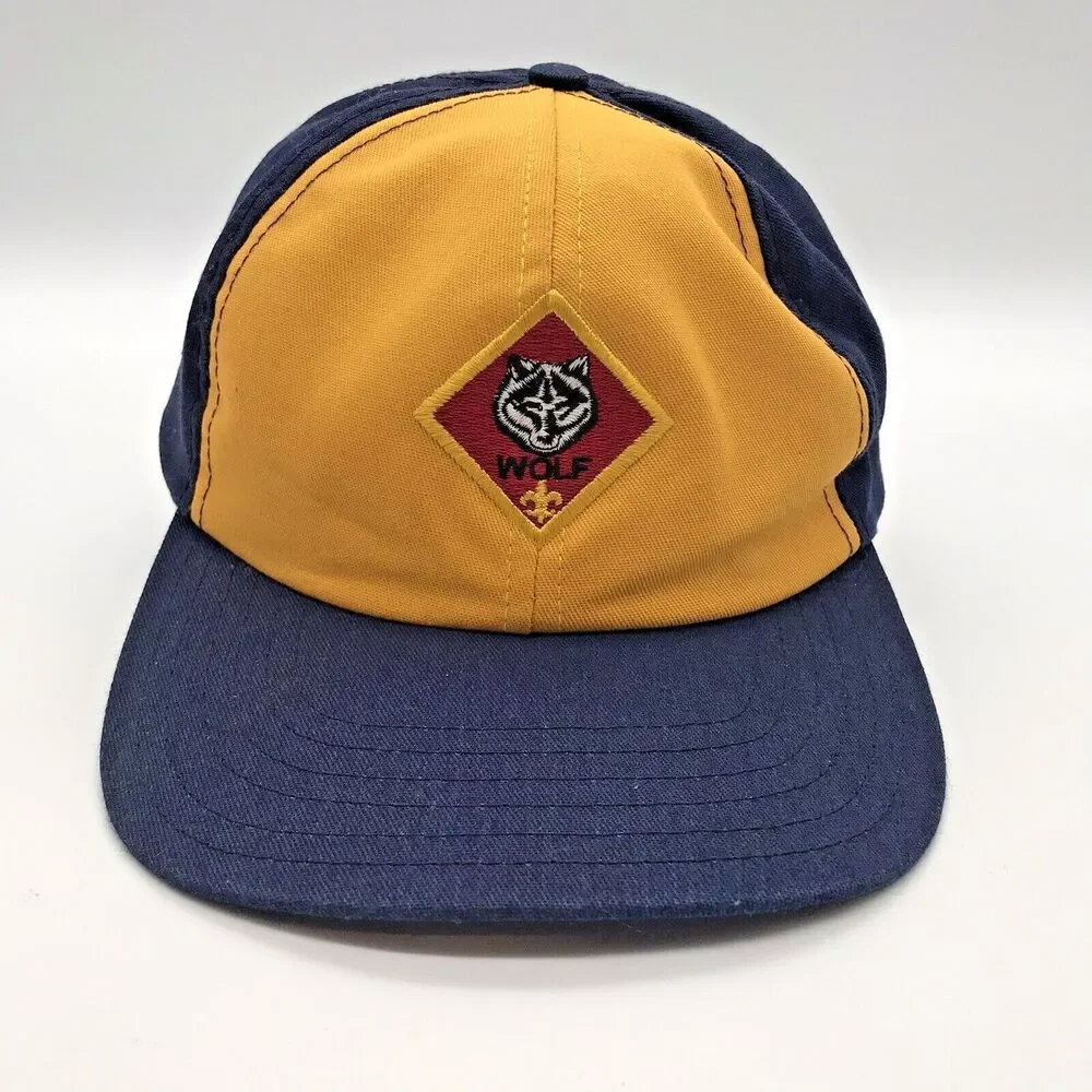 Boy Scouts America Wolf Cub Scout Ball Cap Adjustable Navy & Gold Youth S/M Hat